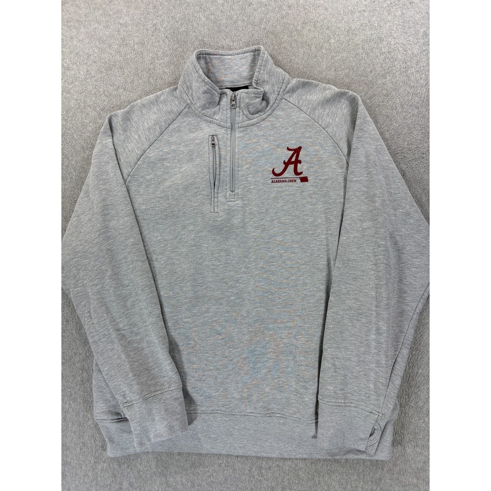 Alabama Crimson Tide 1/4 Zip Crew Campus Sweatshirt (Men's XL) Gray